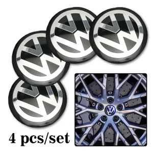4 stk. 56mm Hjulklistermærker - Center Hub Cap Emblem Badge til Volkswagen GTI, R-Line, Polo, T5, Golf, Passat, Scirocco