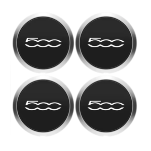 4 stk. Sølv Centerhjulkapsler til Fiat 500 133 mm – OEM Erstatning (68078419AC, 68078421AC, 51884863)