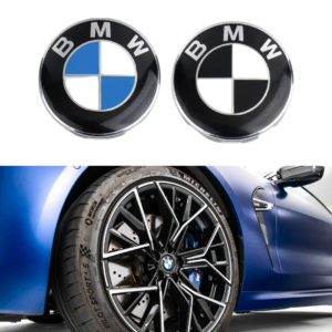 4 stk. Blå-Hvide Fælgkapsler til BMW – 68mm/56mm til E46 E90 F10 X5 m.fl.