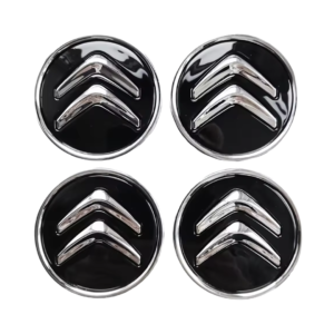 4 stk. 60MM Centerkapsler til Hjul – Elegant Sort Design til Citroën