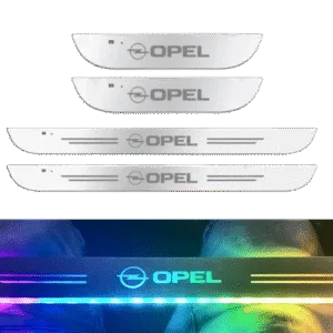 4 Stk. LED Dørtrinslys med Opel Logo – Oplys Din Indstigning med Stil