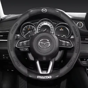 Mazda Steering Wheel Cover – 38CM Carbon Fiber Leather Grip